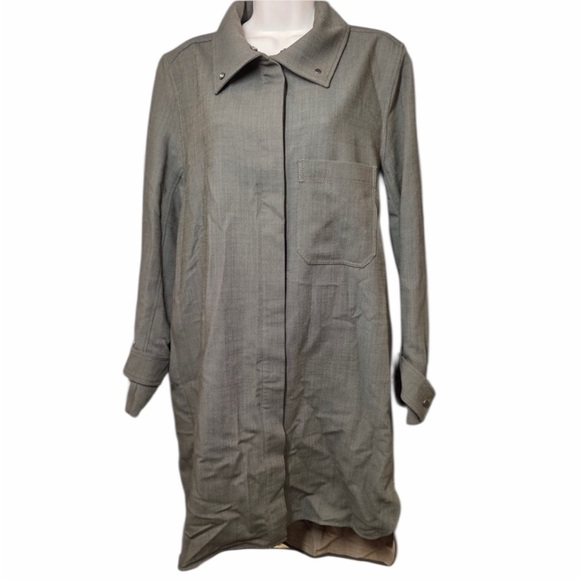 NWT COS Oversized Wool Blend Shirt Dress Green Women’s 6 6364 - Picture 3 of 10